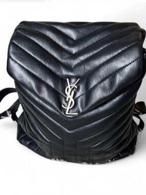 Saint Laurent Lou Lou Medium Quilted Leather Backpack w/Silver YSL Hardware